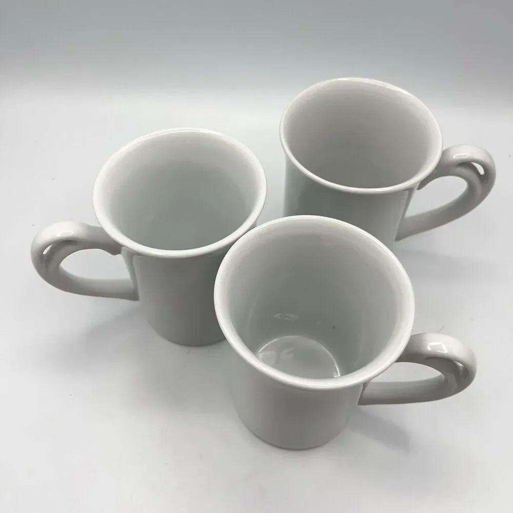Pier 1 Set of 3 Mugs, White Double Handle, Porcelain